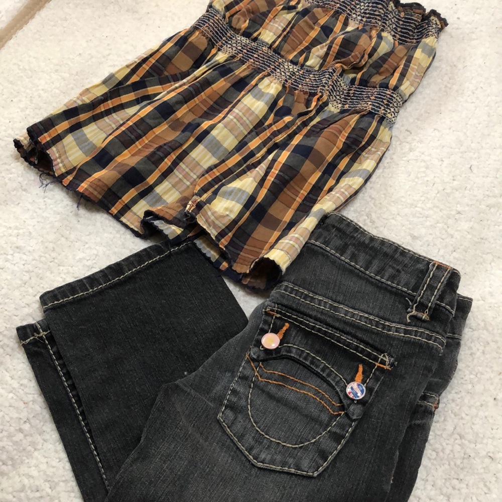 Orange, blue and black outfit! Denim jeans - Picture 2 of 2